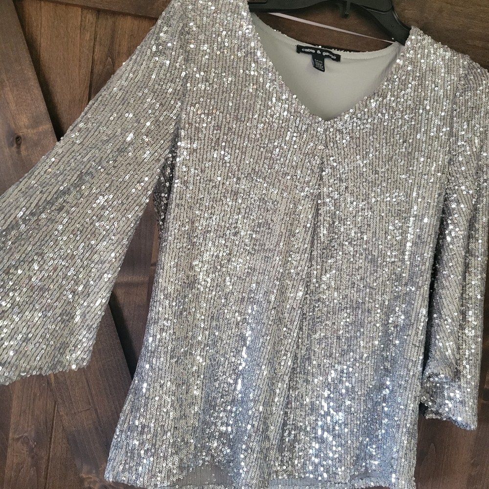Cold Shoulder Sequin Top NWOT